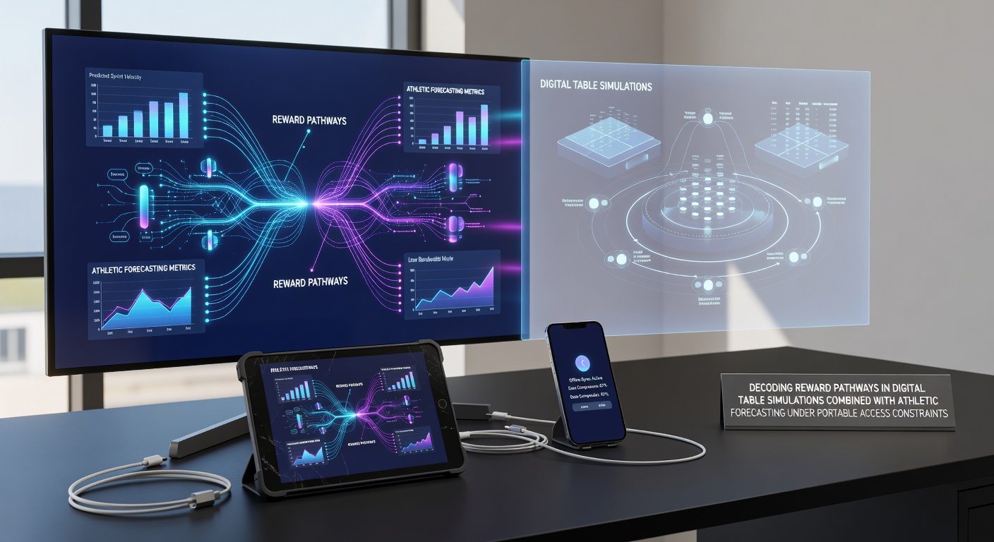 Digitale Schnittstelle zeigt kombinierte Belohnungselemente aus Tischsimulationen und Sportprognosen auf mobilen Geräten