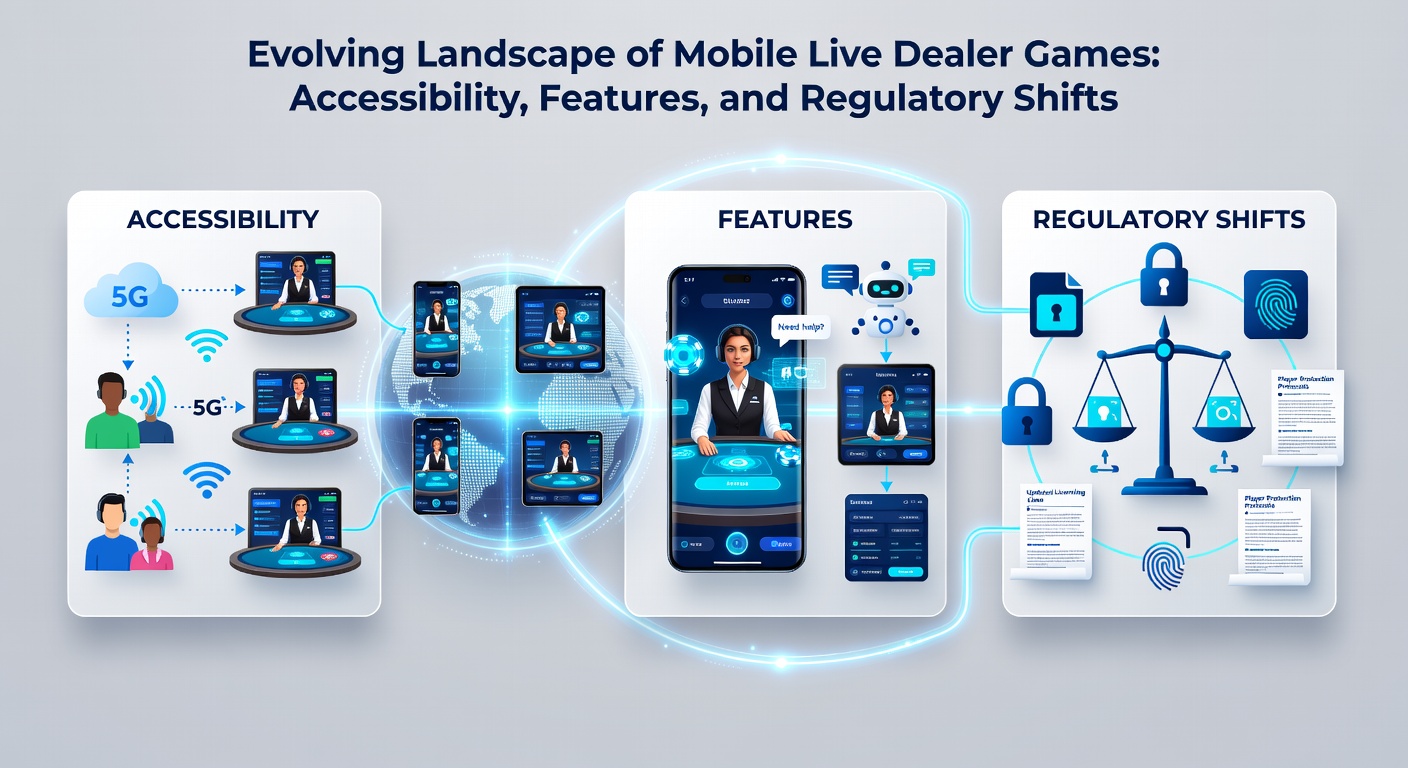 Live-Dealer am Blackjack-Tisch mit mobilen Geräten im Vordergrund, die Multi-Table-Ansichten und Chat-Funktionen illustrieren